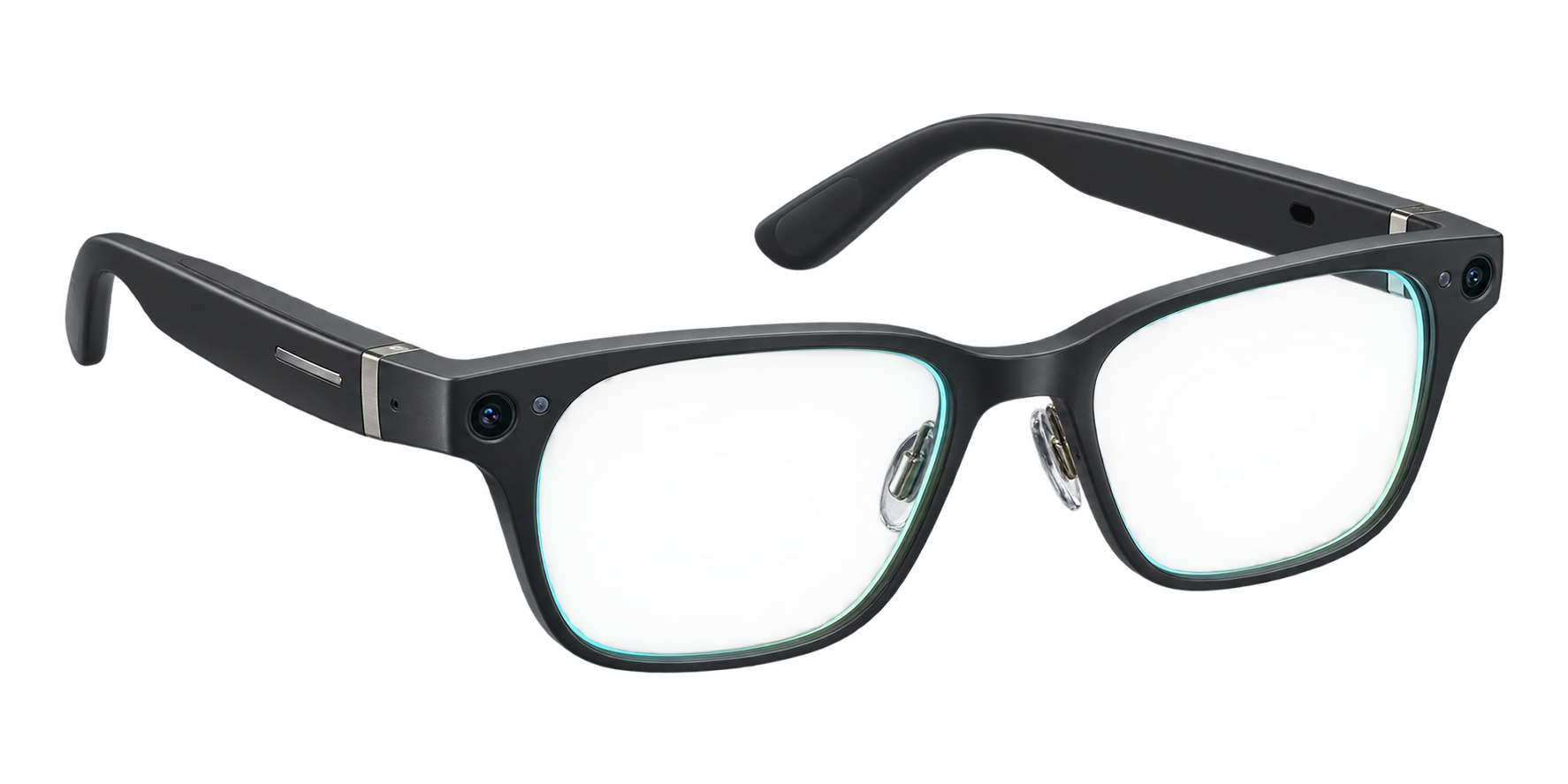 Unbranded graphite smart glasses with clear lenses